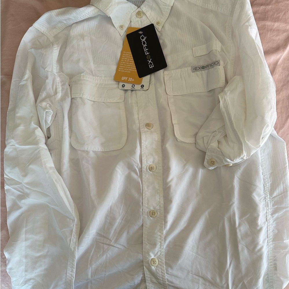 ExOfficio men Air Strip shirt UPF sun white new NWT